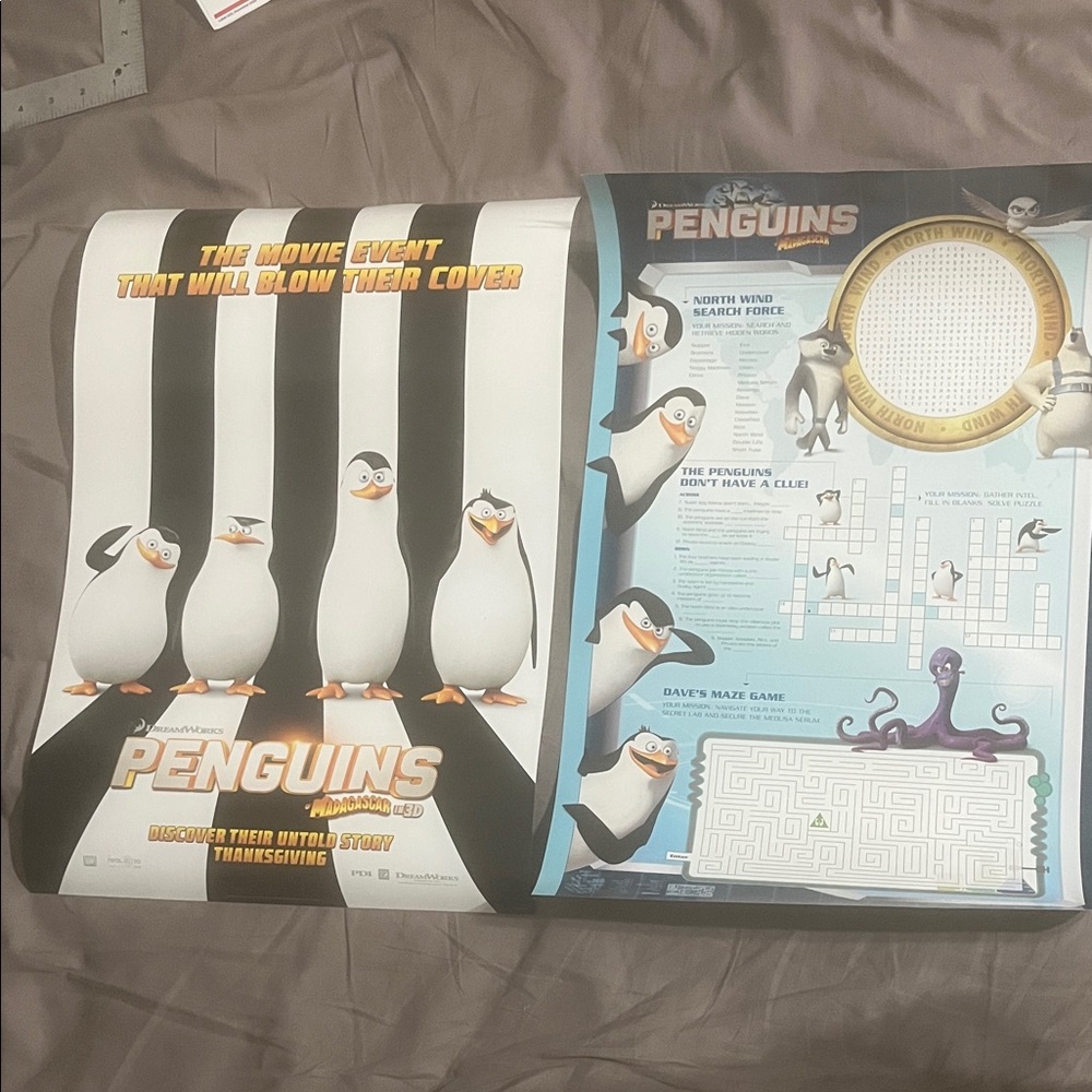 Penguins of Madagascar Movie Poster 2014 Origin 2-Sided 13.5x20